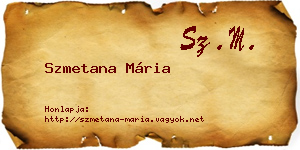Szmetana Mária névjegykártya