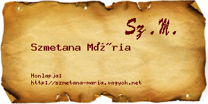 Szmetana Mária névjegykártya